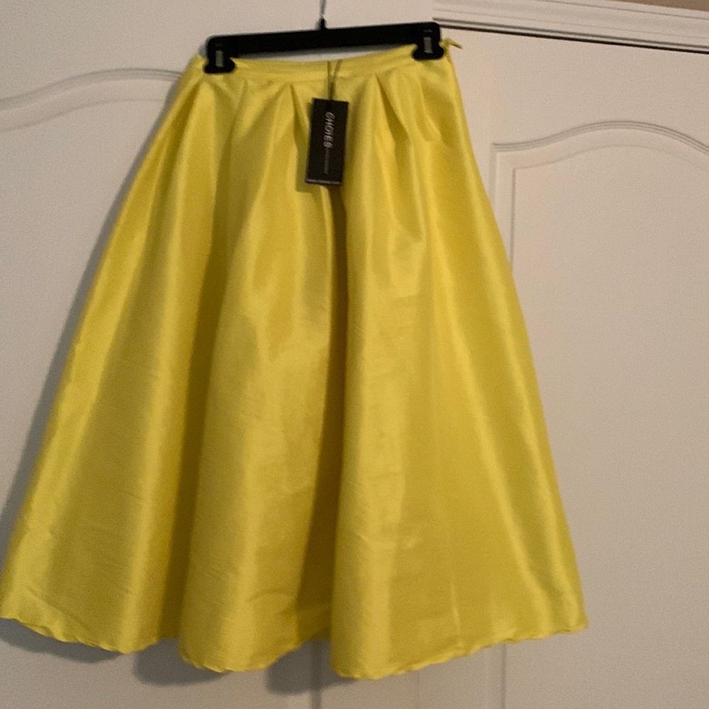 Choies lemon 🍋 yellow sateen side zip skirt size Large